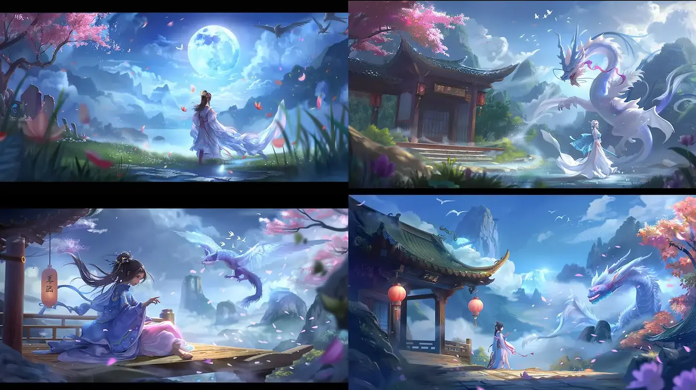 Dreamy and Ethereal Fantasy Landscape with Asian Influences - Midjourney sref style