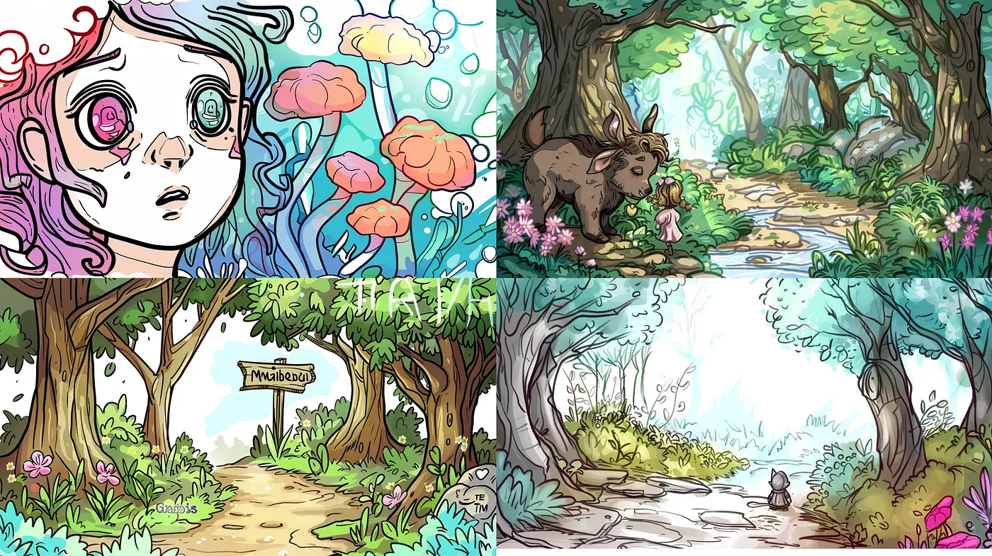 Whimsical Enchanted Forest: A Vibrant Journey Through Stylized Nature - Midjourney sref style