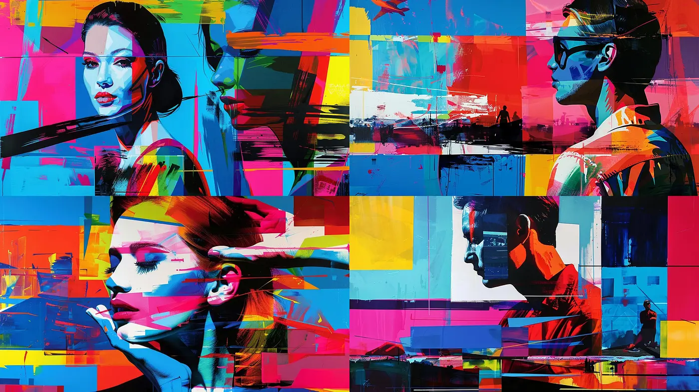 Vibrance and Fragmentation in Composite Portraiture - Midjourney sref style