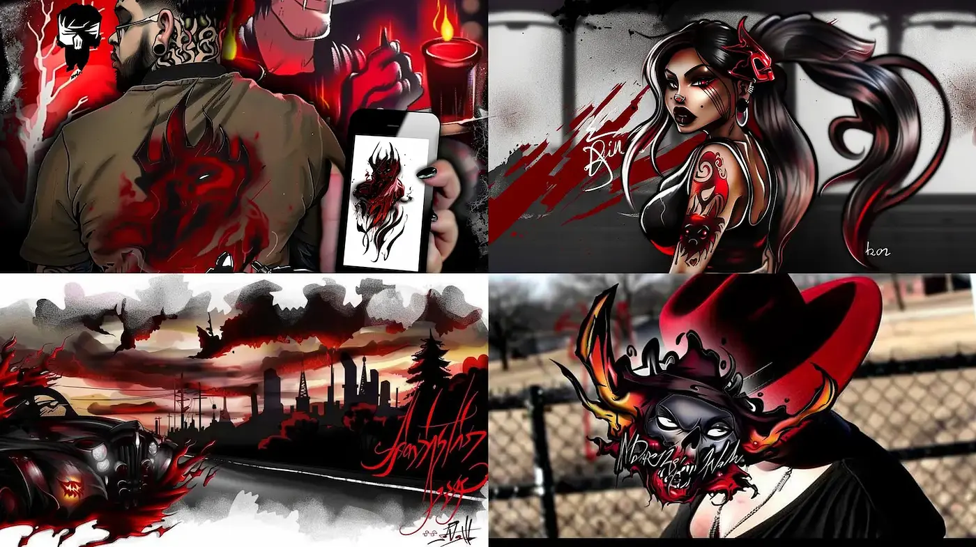 Dynamic and Edgy Art Style Infused with Dark Themes - Midjourney sref style