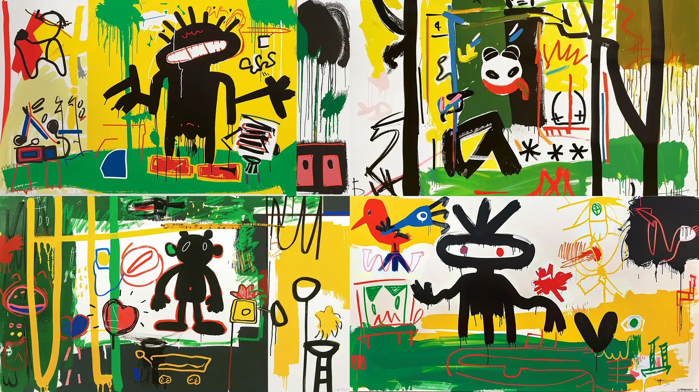 Whimsically Abstract: Child-Like Splendor in Vivid Brushstrokes - Midjourney sref style