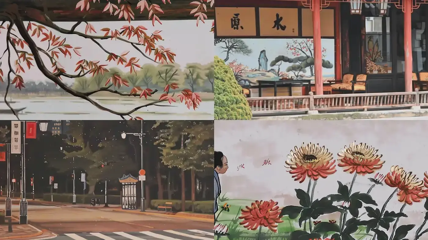Serene and Harmonious Depictions with a Touch of Nature - Midjourney sref style