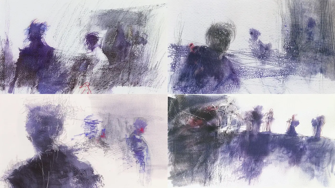 Whimsically Blurred Monochrome Visions - Midjourney sref style