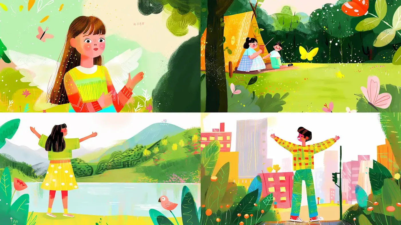 Bright and Whimsical Illustrations with a Playful Essence - Midjourney sref style