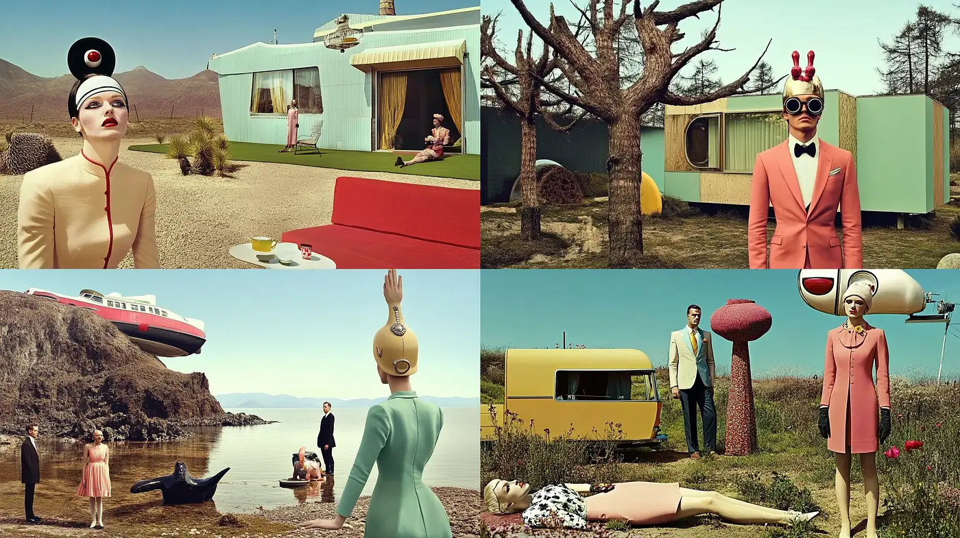 Retrofuturistic Elegance with Surrealist Flair - Midjourney sref style