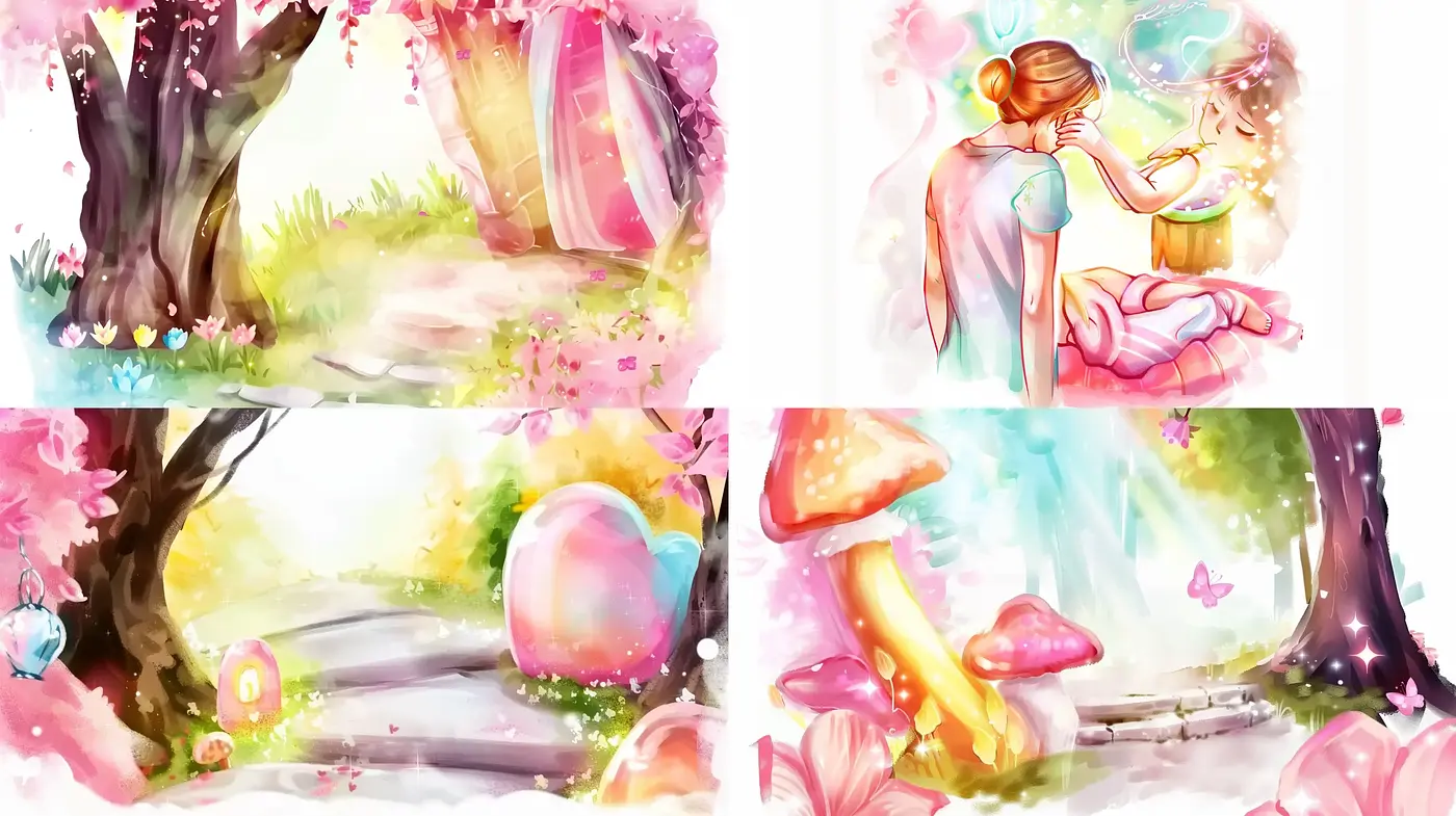 Enchanted Dreamscape Watercolor Collection - Midjourney sref style