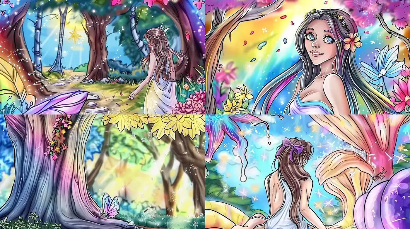 Enchanted Whimsical Fantasy: A Consistent Vivid Dreamworld Across Evocative Landscapes - Midjourney sref style