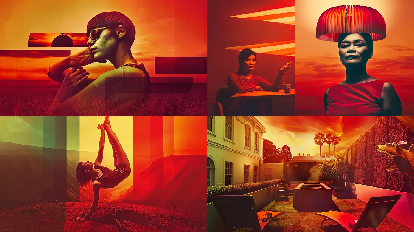 Sunset Hues and Surreal Scenes: A Blend of Reality and Dreamscape - Midjourney sref style