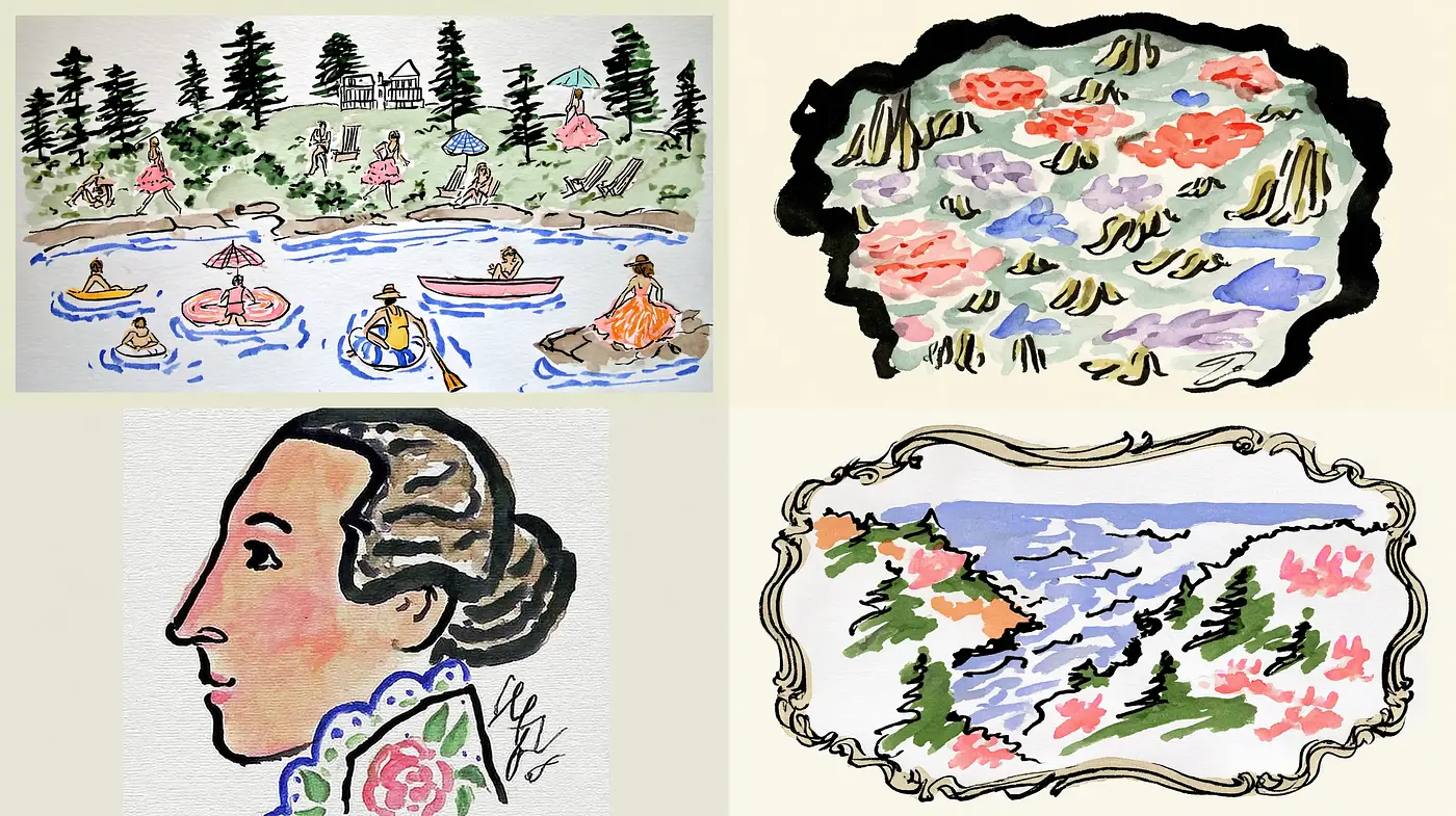 Whimsical Watercolor Illustrations with Natural Themes - Midjourney sref style