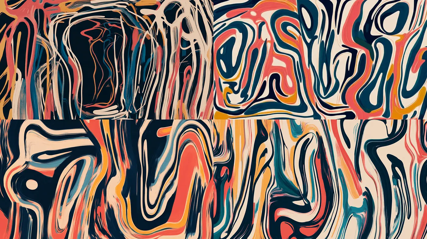 Dynamic and Fluid Abstract Forms with Earthy Tones - Midjourney sref style
