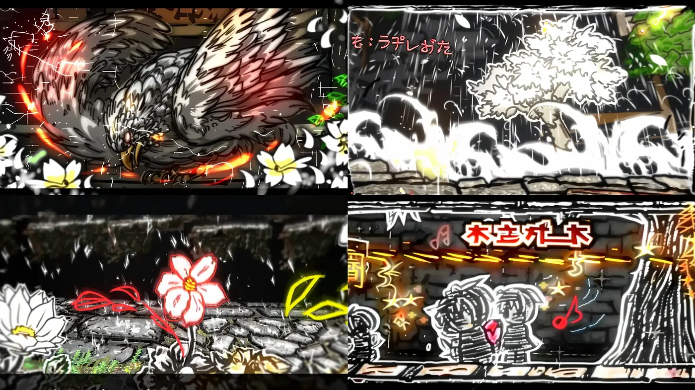 Dynamic Brushwork in Monochromatic Anime-inspired Narrative - Midjourney sref style
