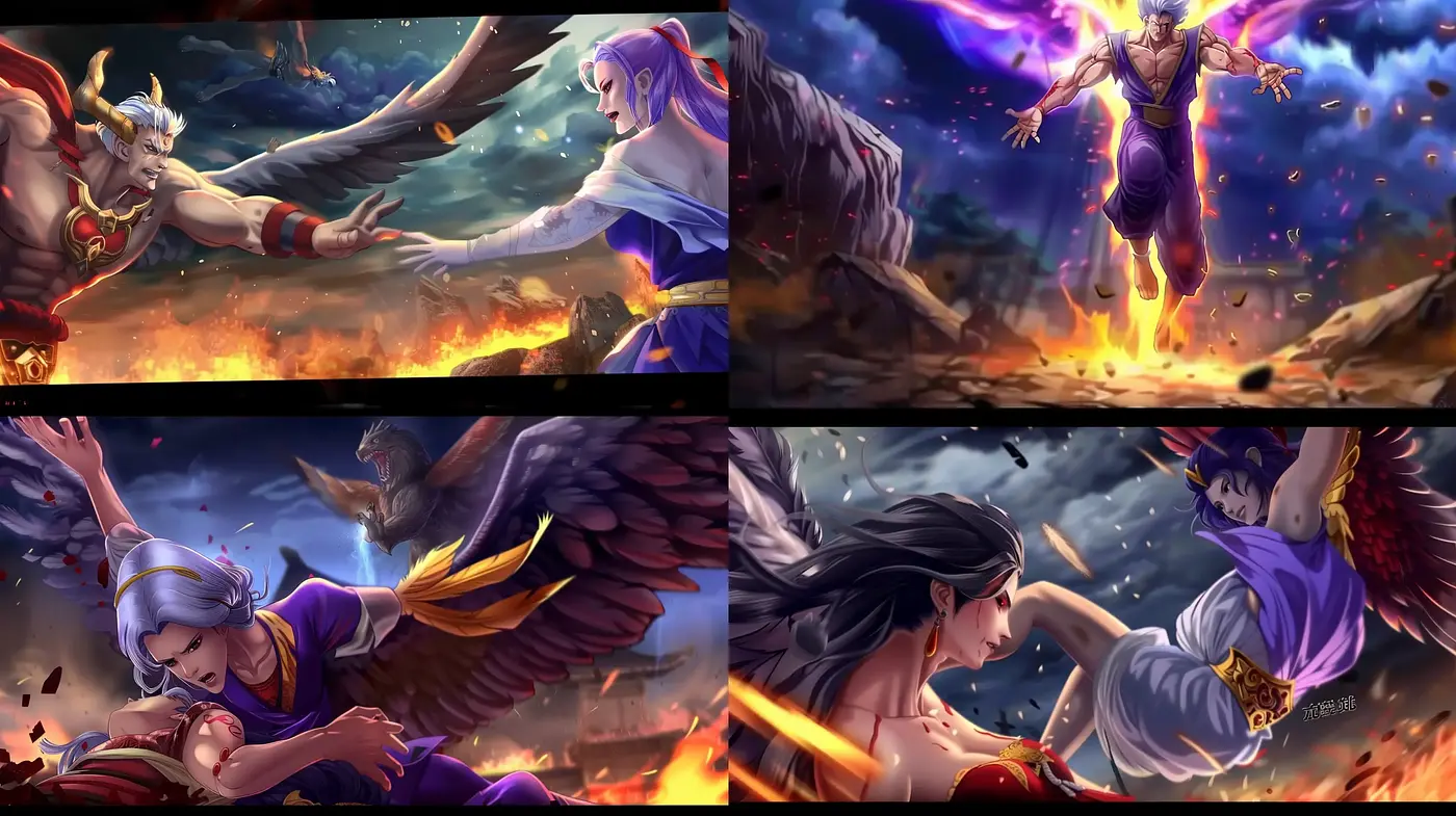 Mythical Resonance: An Epic Tale of Deities in Dynamic Hues - Midjourney sref style