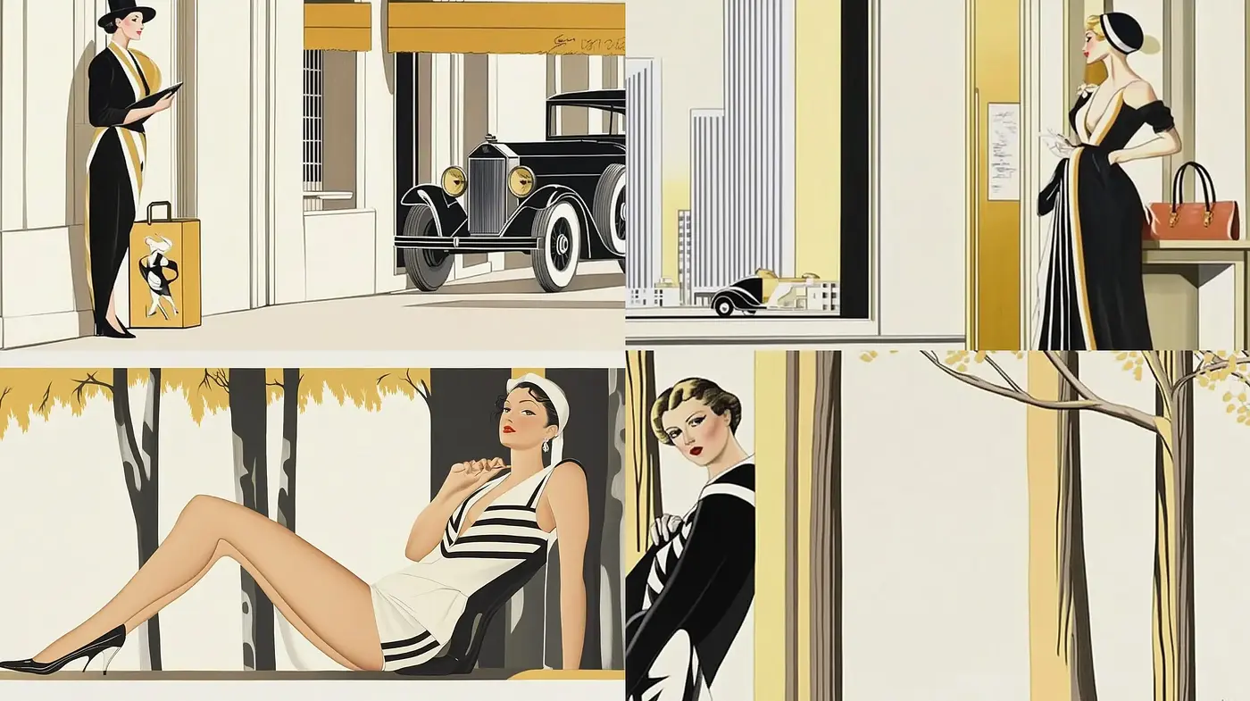 Elegant Art Deco Revival with Modern Minimalist Infusion - Midjourney sref style