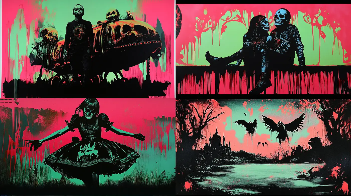 Eerie Silhouettes in Neon Noir: An Exploration in Graphic Contrast - Midjourney sref style