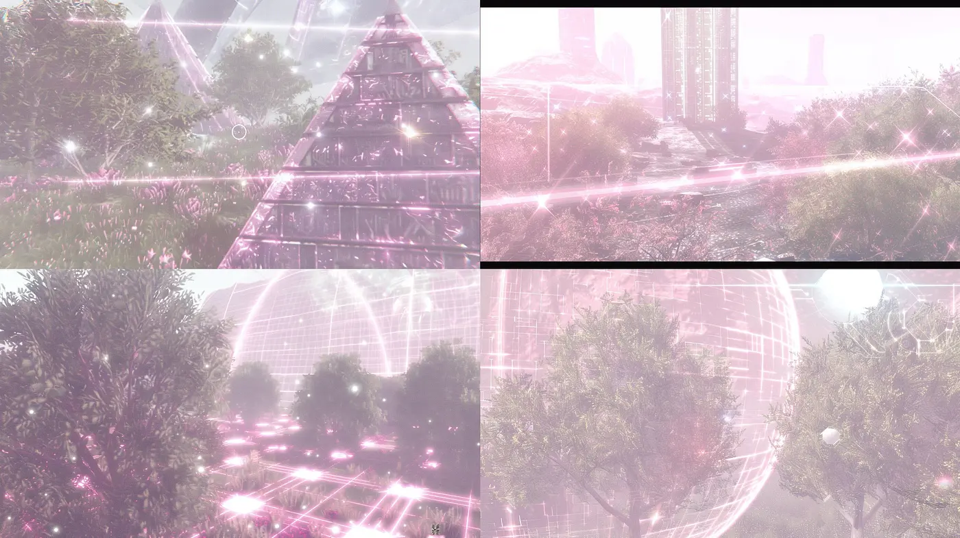 Ethereal Pink Luminescence: A Dreamy Synthesis of Nature and Futurism - Midjourney sref style
