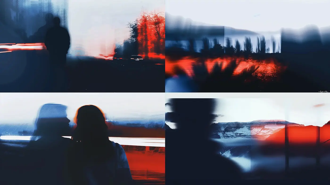 Abstracted Motion Blur in Cool Tonal Vignettes - Midjourney sref style