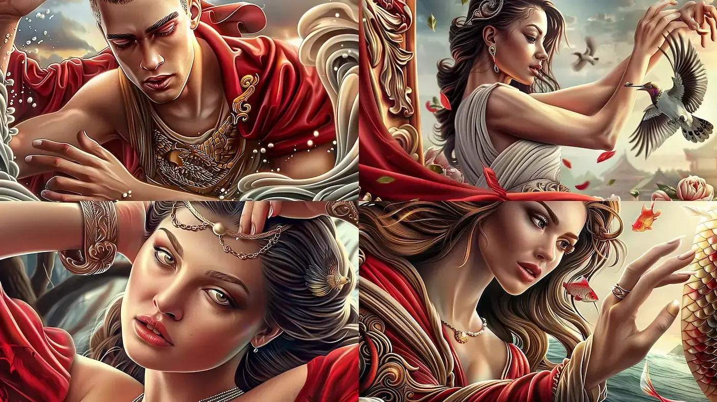 Intricate and Dramatic Art Style with a Mythical Essence - Midjourney sref style
