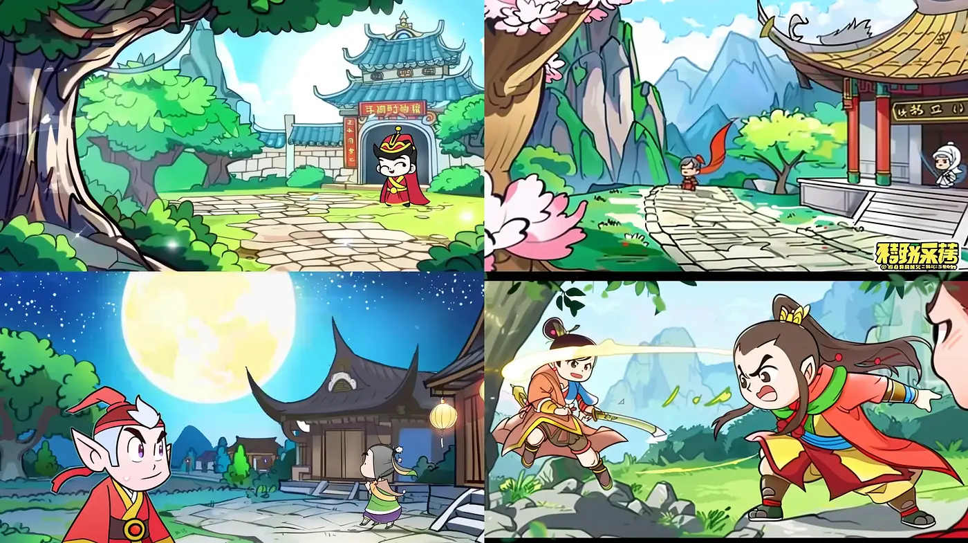 Vibrant Asian Folktale Illustration - Midjourney sref style