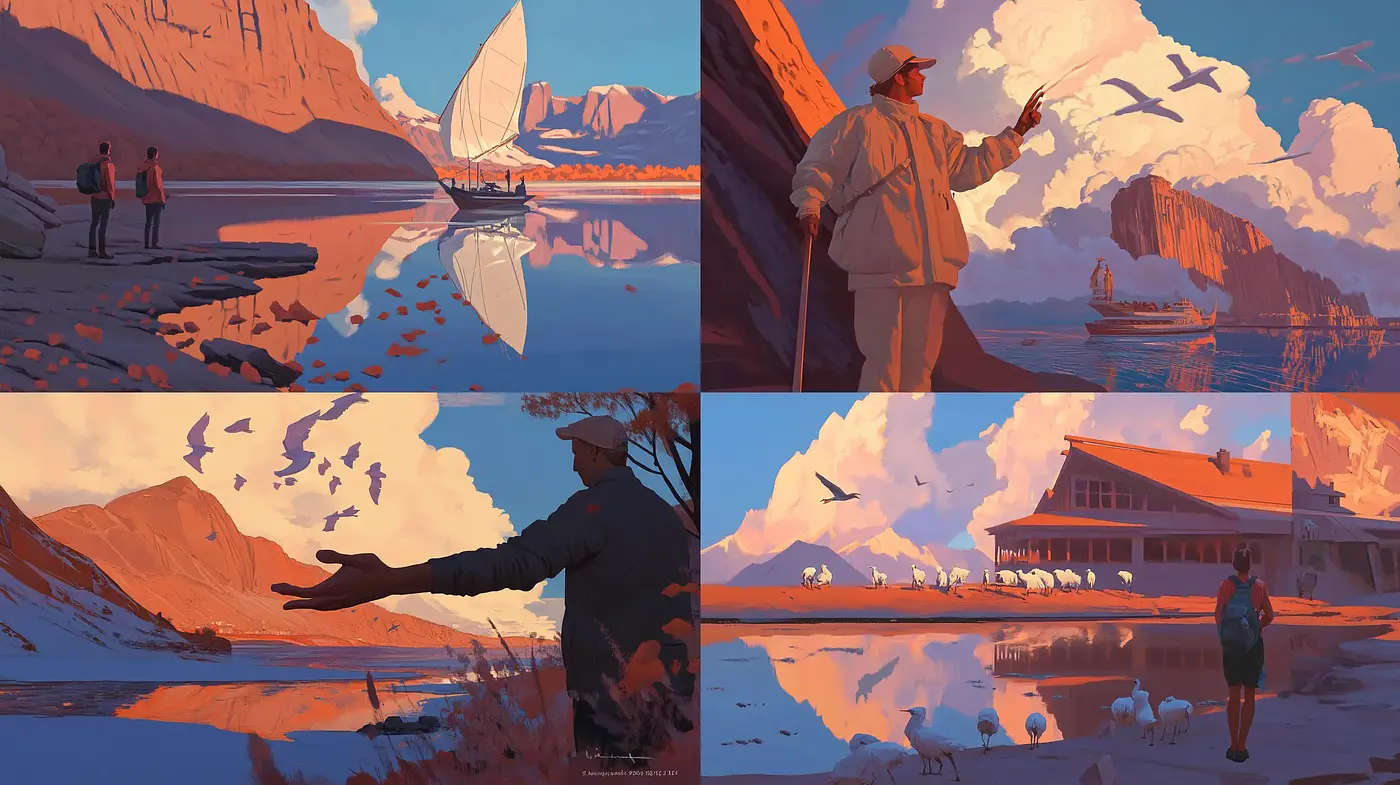 Warm Tones of Serene Dusk: Evocative of Romantic Landscape Paintings - Midjourney sref style