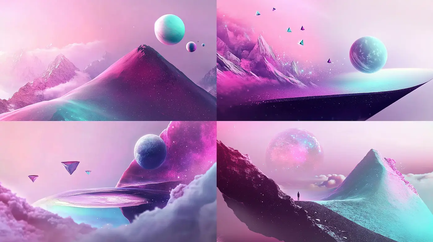 Surreal Dreamscapes with Cosmic Overtones - Midjourney sref style