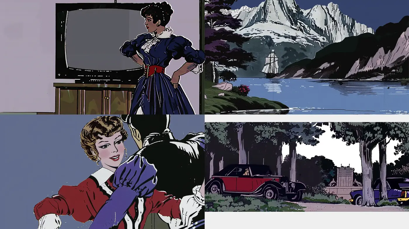 Classic Comic Strip Elegance with a Contemporary Twist - Midjourney sref style