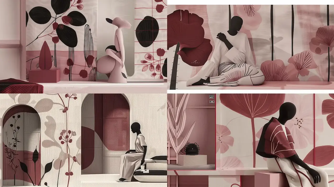 Modern Minimalist Aesthetic with Botanical Influences in a Muted Color Palette - Midjourney sref style