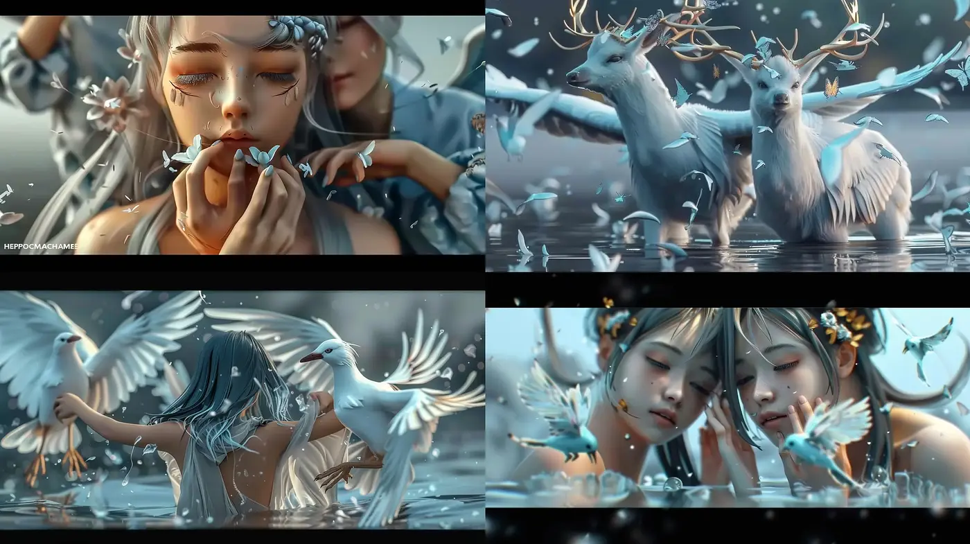 Dreamlike Aquatic Serenity: A Digital Artistic Confluence - Midjourney sref style
