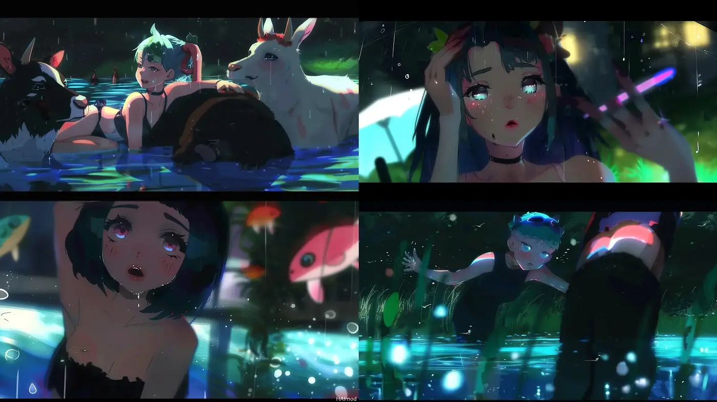 Ethereal Nocturnal Dreamscapes: A Luminescent Anime-Infused Vision - Midjourney sref style
