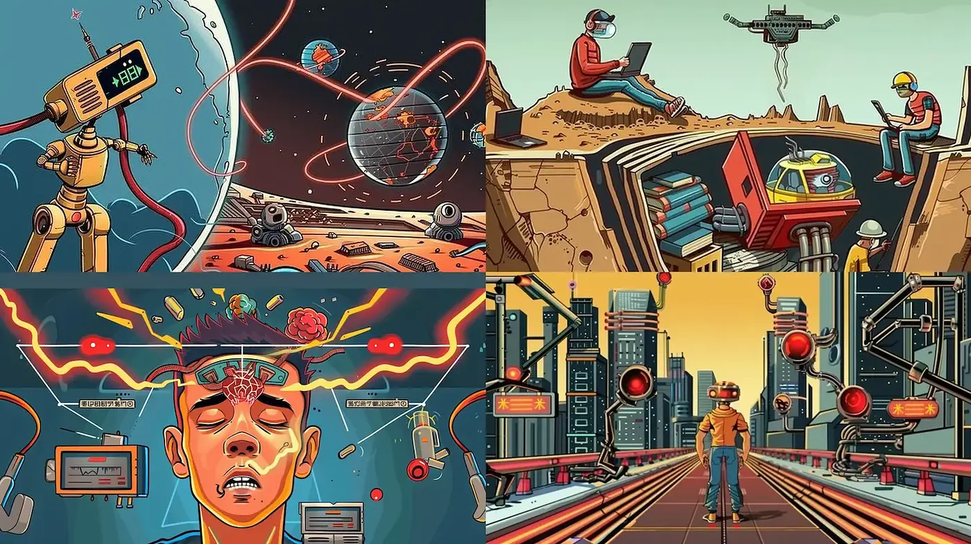 Futuristic and Retro-Influenced Graphic Illustration - Midjourney sref style