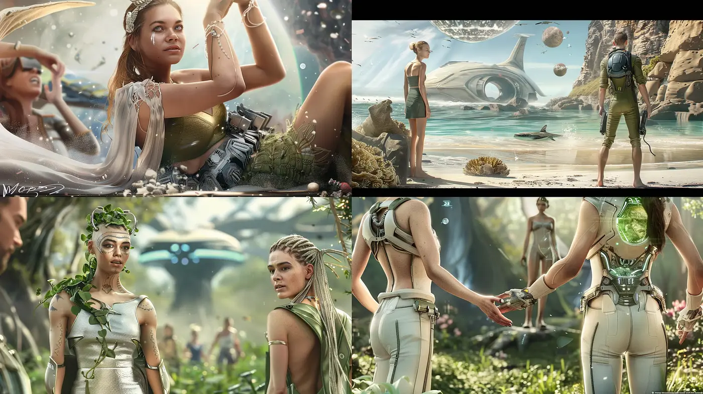 Futuristic Ethereal Elegance with a Nature-Infused Palette - Midjourney sref style
