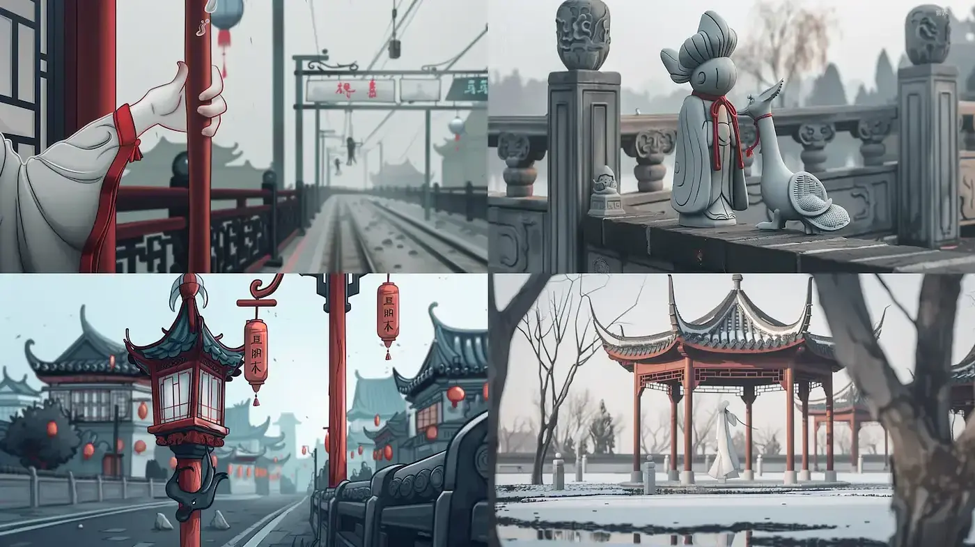 Mystical Eastern Cityscapes with a Hint of Architectural Elegance - Midjourney sref style