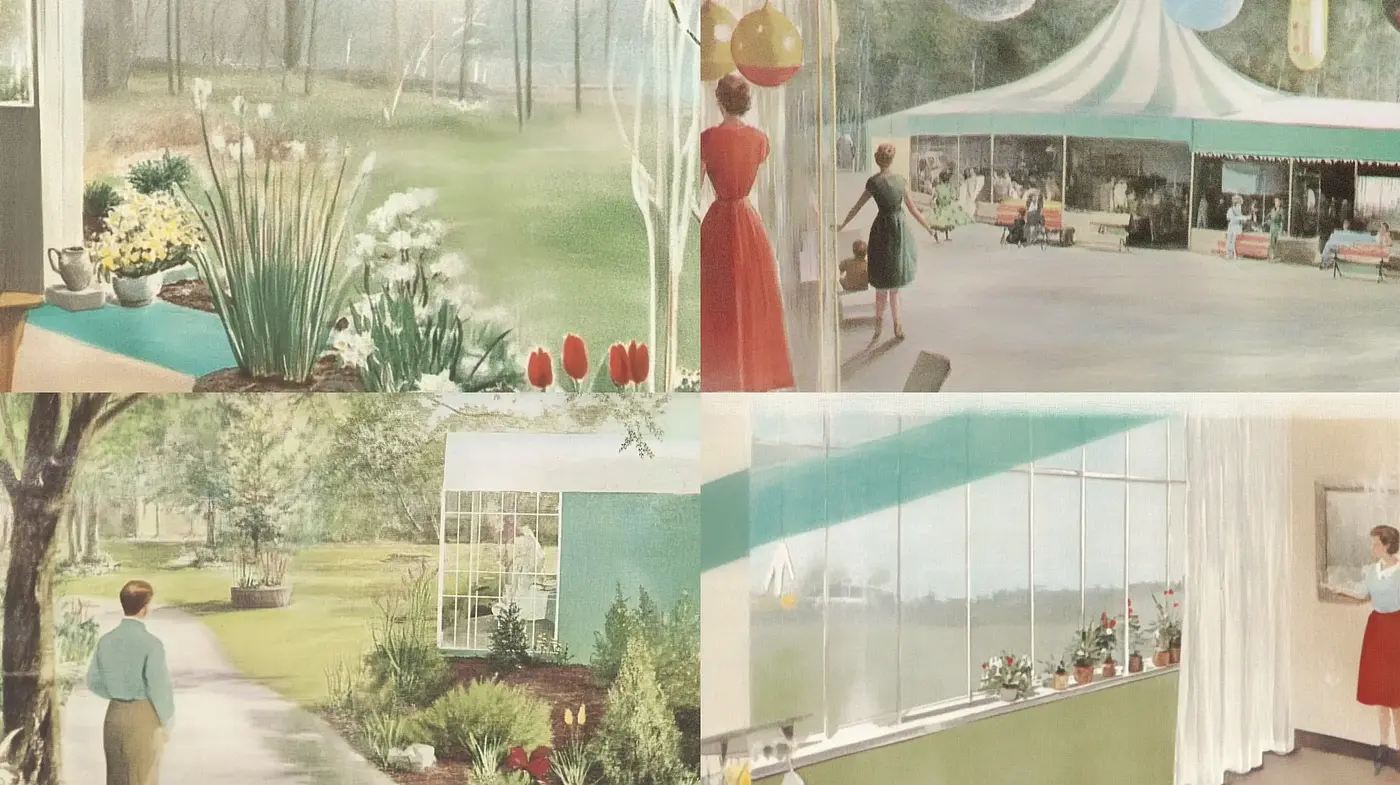 Serene Mid-Century Pastoral Visions - Midjourney sref style
