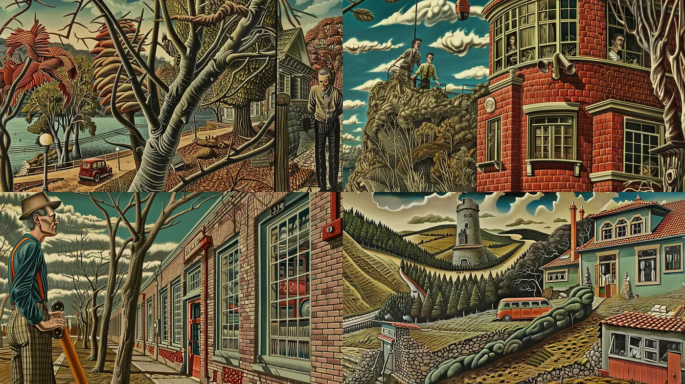 Eclectic Tapestry of Nostalgia: A Fusion of Surrealism and Precision with a Rich Earthy Palette - Midjourney sref style
