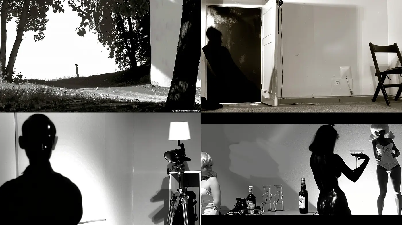 Monochromatic Nuances of Cinematic Contemplation - Midjourney sref style
