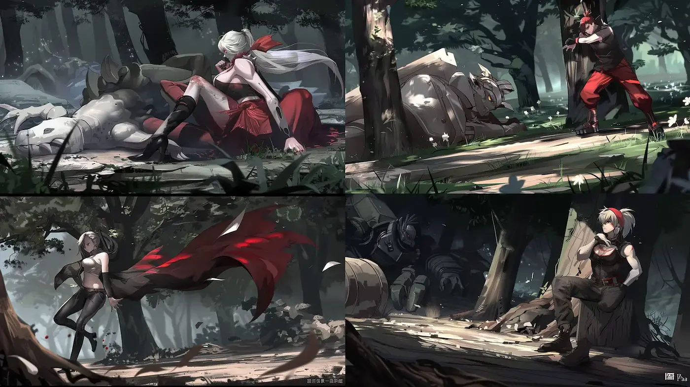 Dynamic and expressive fantasy illustration with a focus on character design and atmosphere - Midjourney sref style