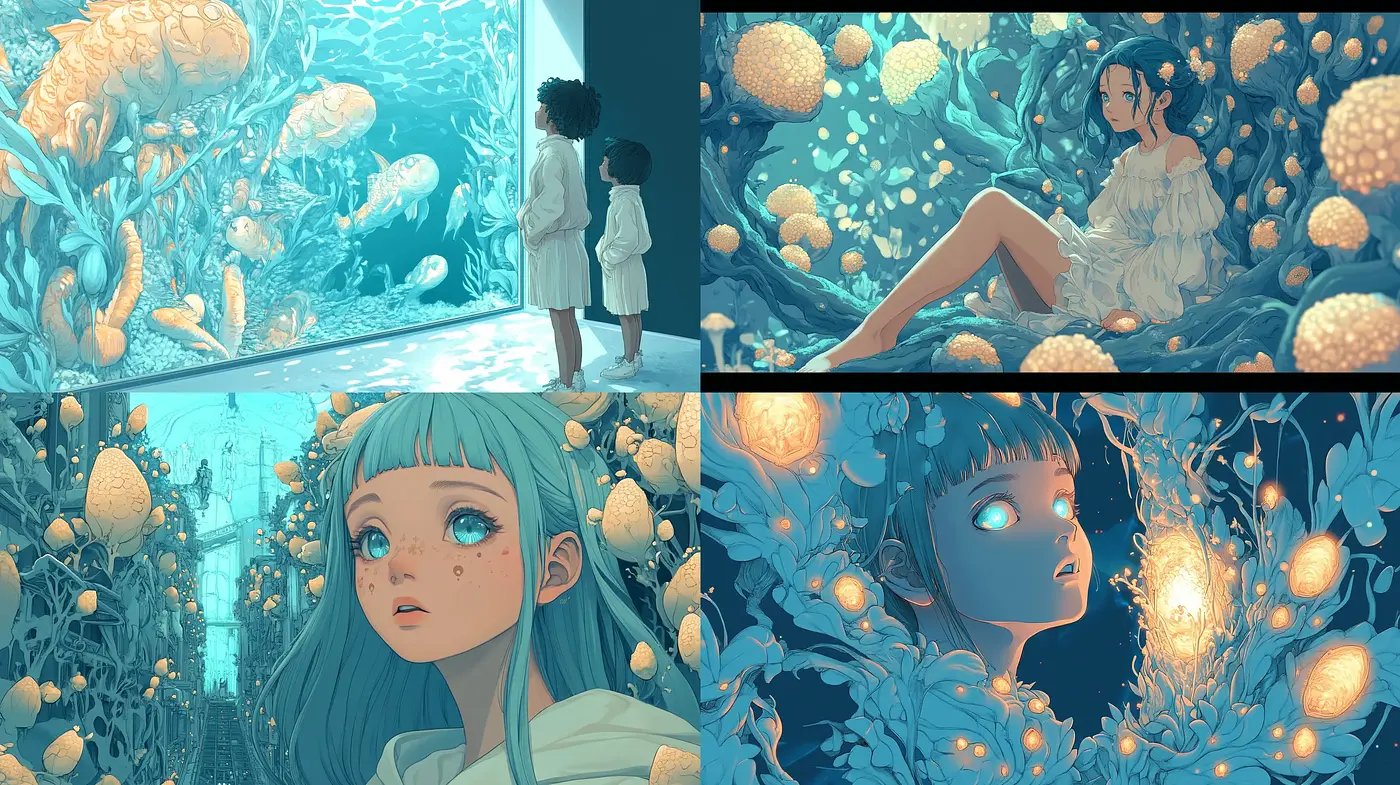 Ethereal Dreamscape in Luminous Aquamarine - Midjourney sref style