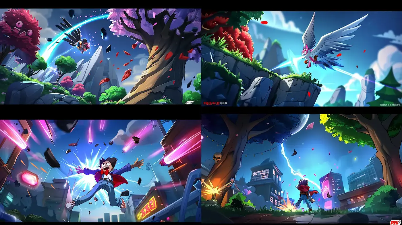 Dynamic and Colorful Digital Artwork with Elements of Adventure and Fantasy - Midjourney sref style