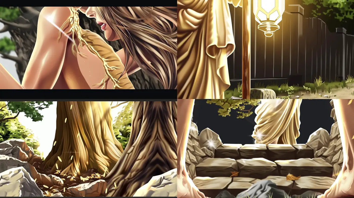 Golden Illumination and Enigmatic Shadows Collection - Midjourney sref style