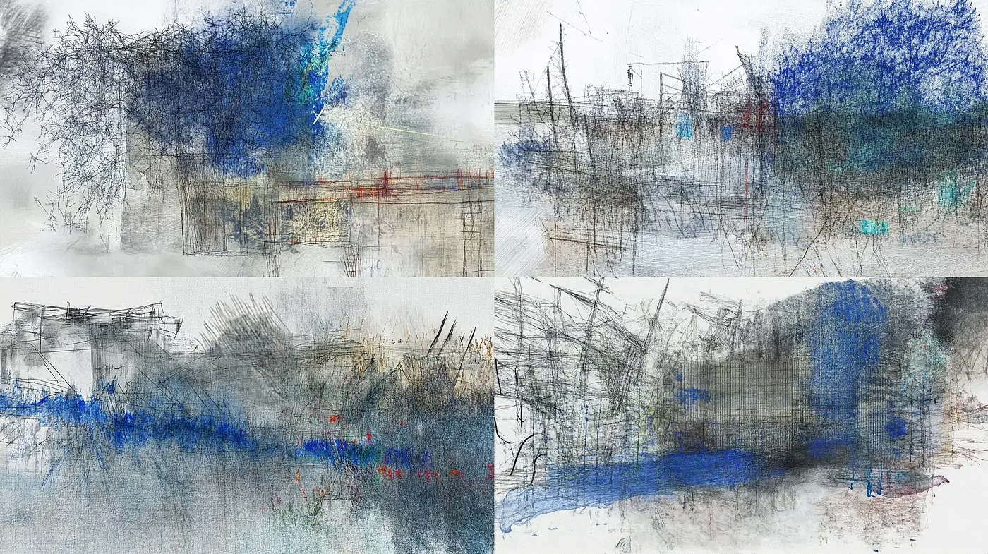Whispers of Winter: A Study in Ethereal Scaffolding and Textured Ambiguity - Midjourney sref style