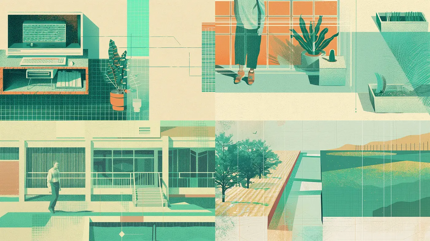 Pastel Serenity in Geometric Harmony: A Study in Modern Retro Fusion - Midjourney sref style