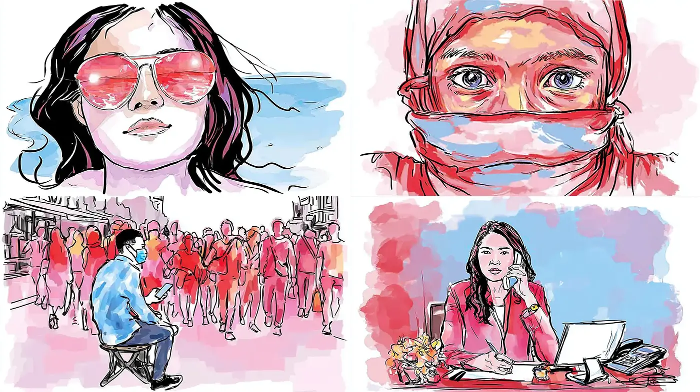 Vibrant contemporary illustrations with a playful narrative style - Midjourney sref style