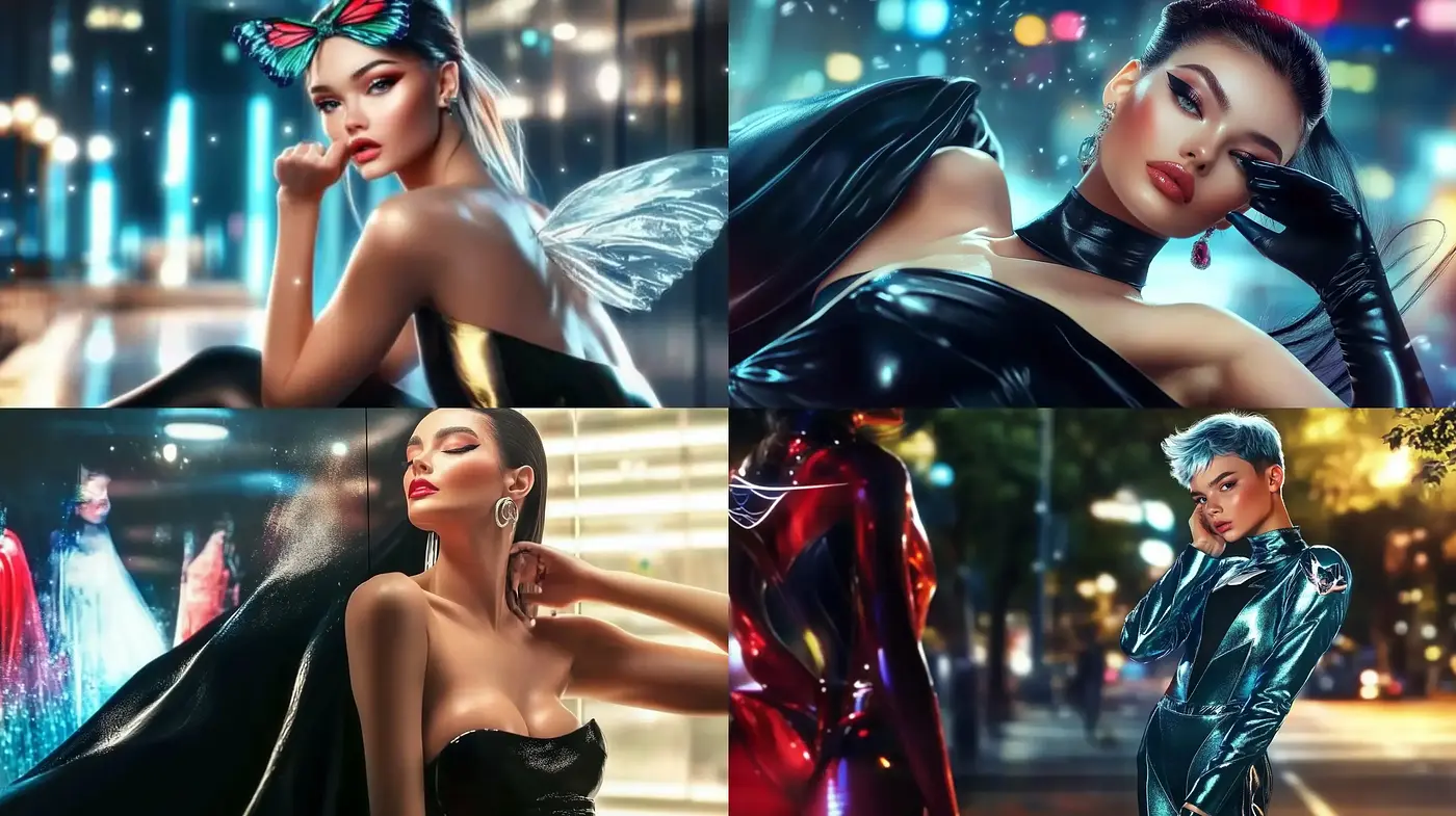 Futuristic Glamour with Neon Noir Overtones - Midjourney sref style