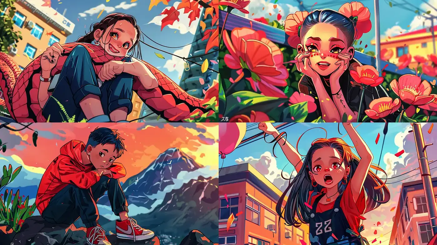 Vibrant Contemporary Cartoon Aesthetic with Nature Influences - Midjourney sref style