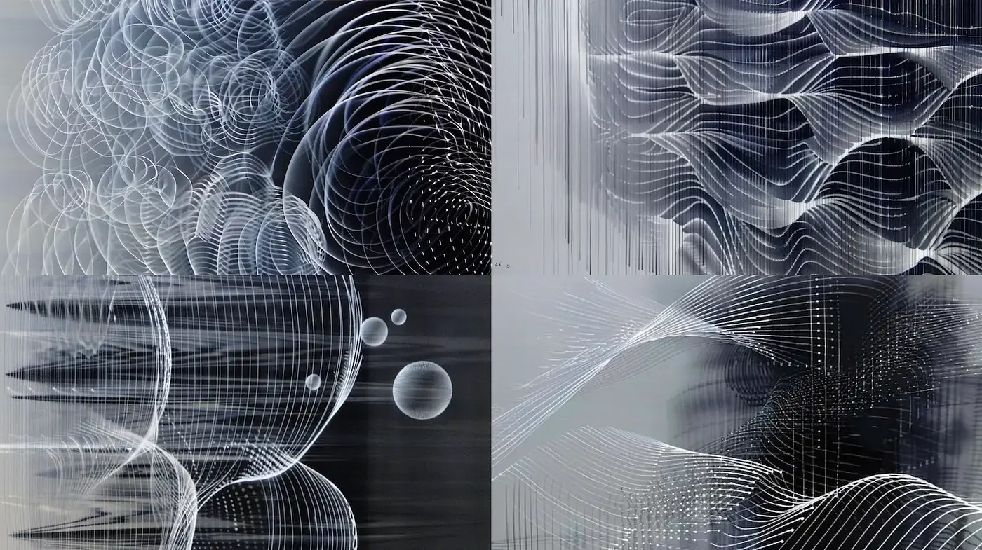 Dynamic Fluidity in Abstract Form: Exploring Connections through Light and Texture - Midjourney sref style
