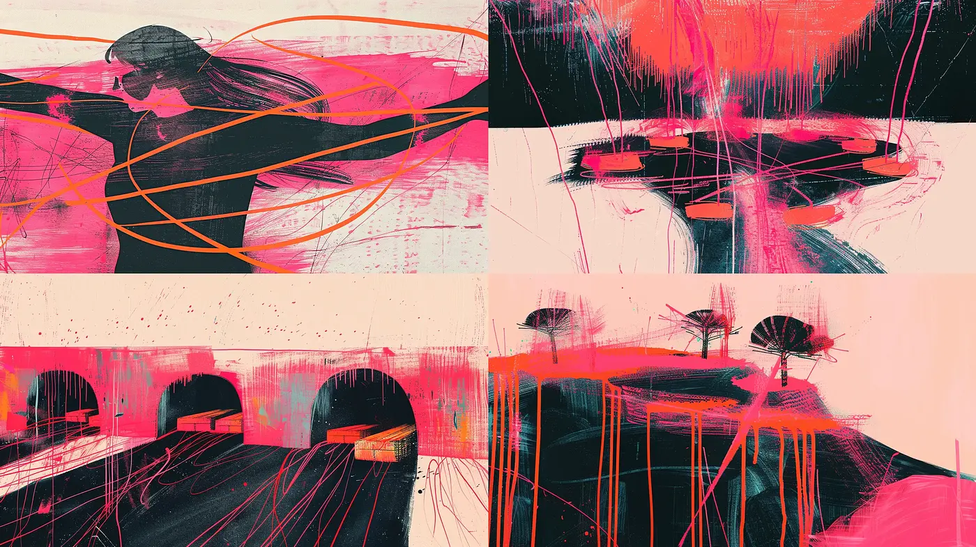Vibrant Abstract Fusion with Expressionist Undertones - Midjourney sref style