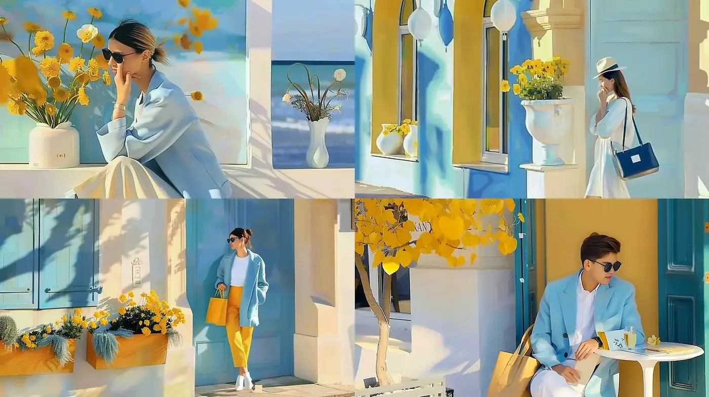 Vibrant Mediterranean Aesthetic with a Contemporary Touch - Midjourney sref style