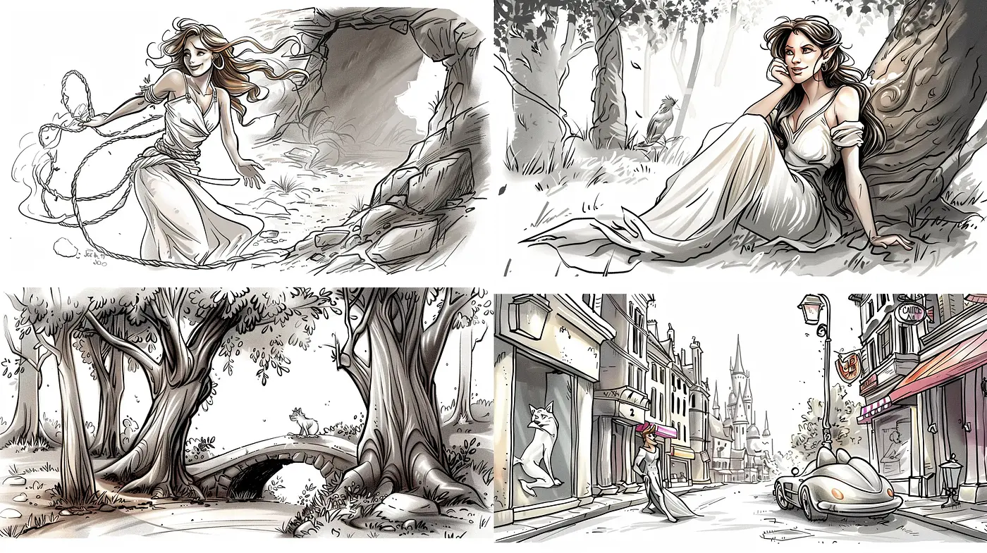 Sepia-Toned Sketchbook Narratives - Midjourney sref style