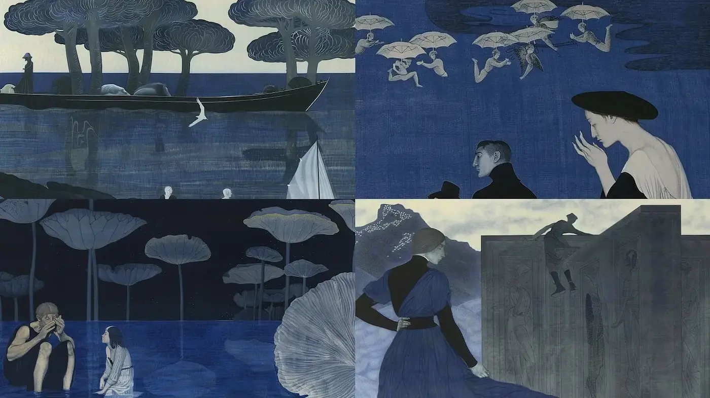 Harmony of Monochromatic Depth and Dreamlike Composition - Midjourney sref style
