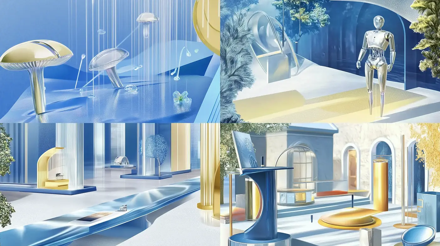 Futuristic Serenity: A Harmonious Blend of Blue Hues and Modernist Elegance - Midjourney sref style