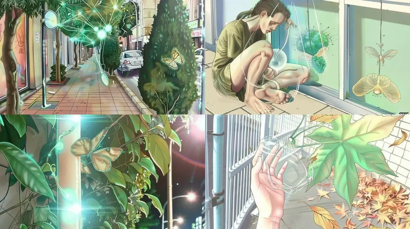 Serene and Luminous Urban Nature Interactions - Midjourney sref style